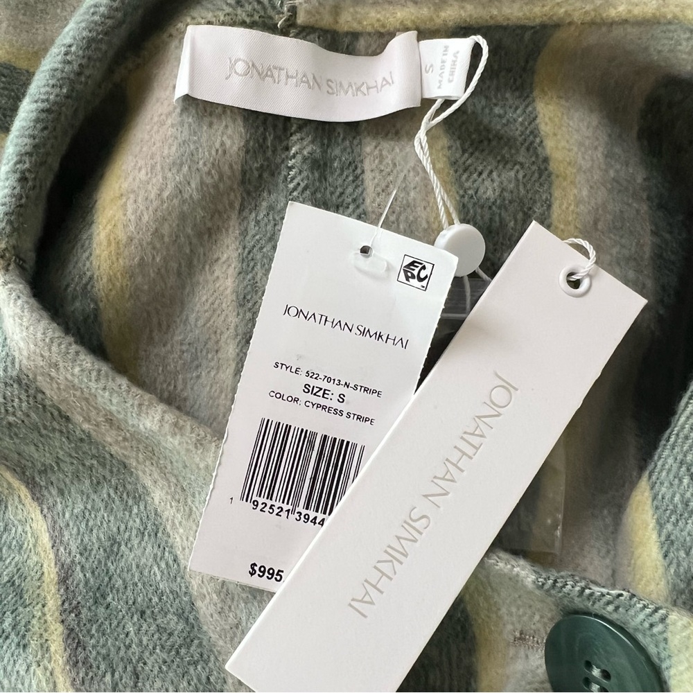 Jonathan Simkhai Striped Poncho in Green and Cream - Picture 10 of 13